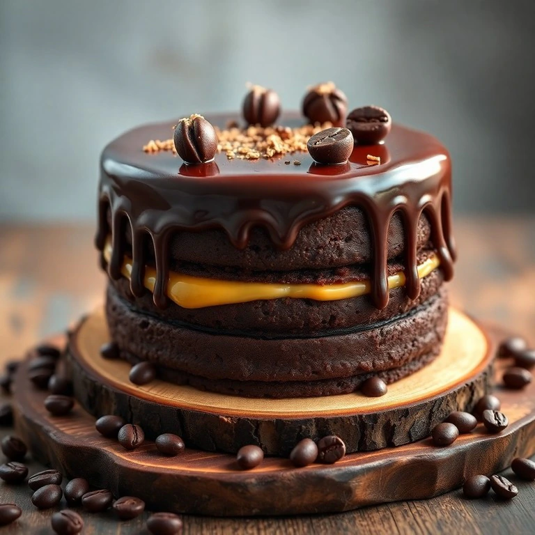 Pastel de Chocolate con Dulce de Leche y Fudge de Expreso