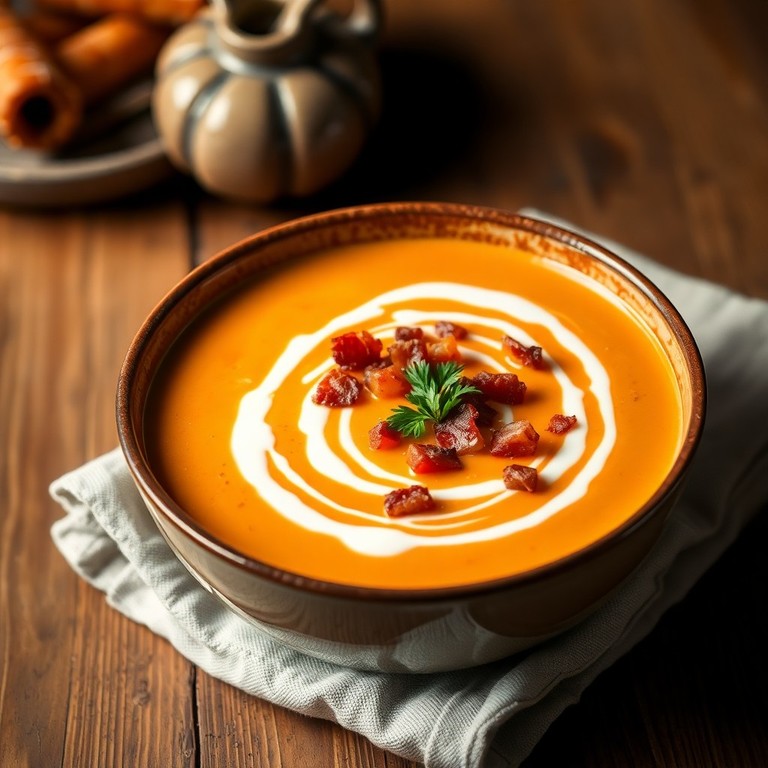 Crema de Patata y Zanahoria con Crujiente de Tocino