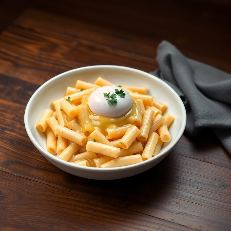 Macarrão Cremoso ao Alho com Requeijão e Ovo
