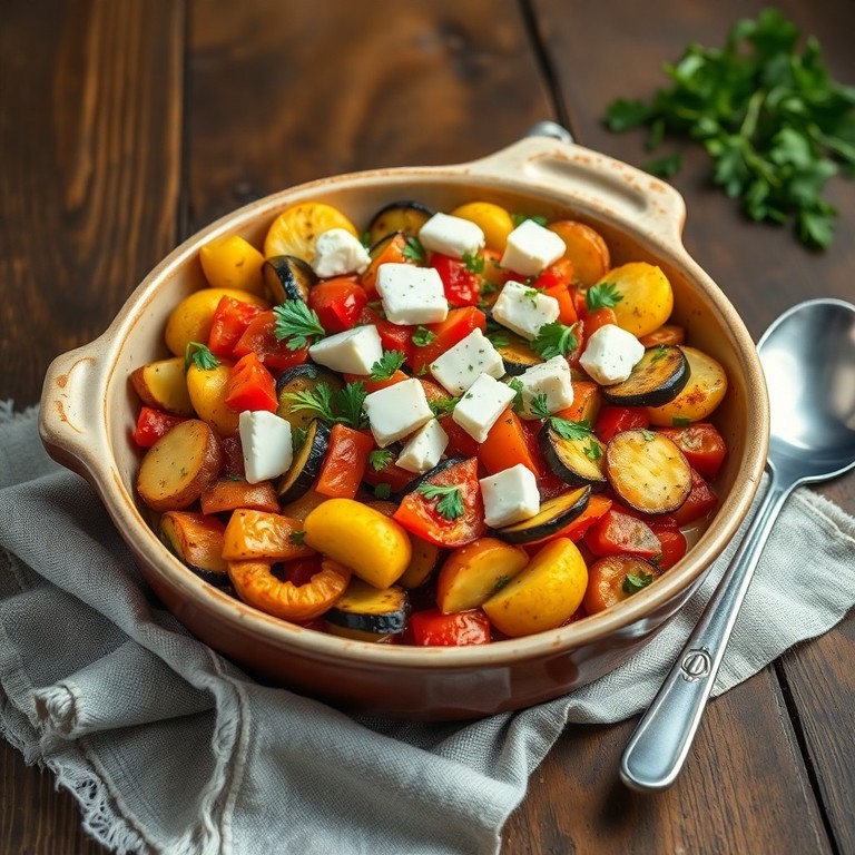 Mediterraner Gemüse-Kartoffel-Auflauf mit Feta