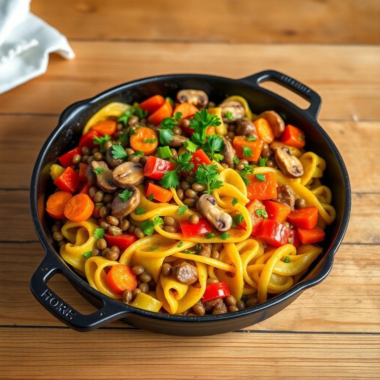 Vegetarische Linsen-Spätzle-Pfanne