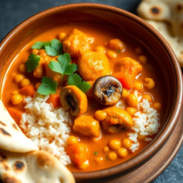 Indisches Kichererbsen-Curry mit Möhren und Hühnchen