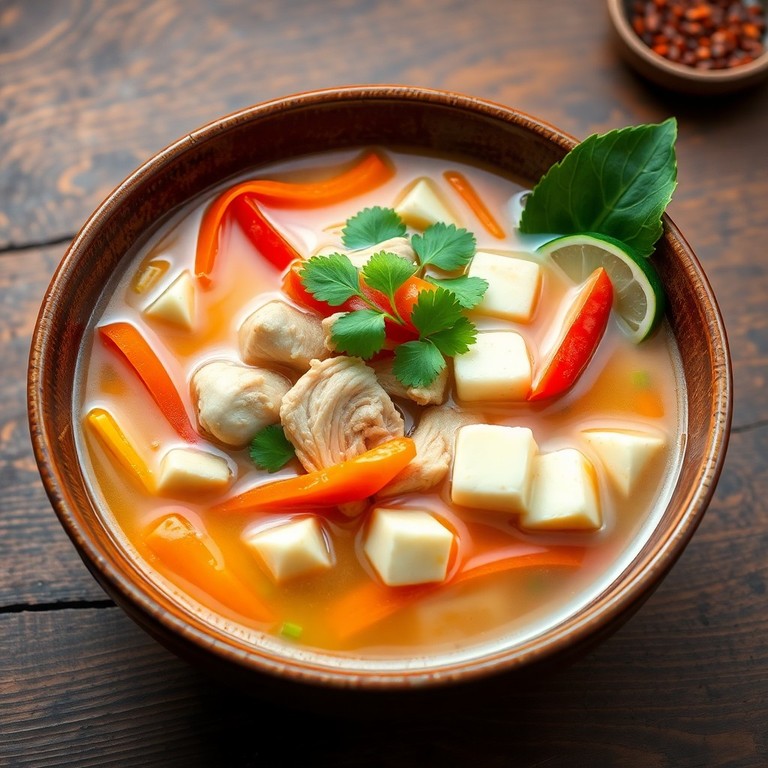 Тайский куриный суп с морковью и красным перцем