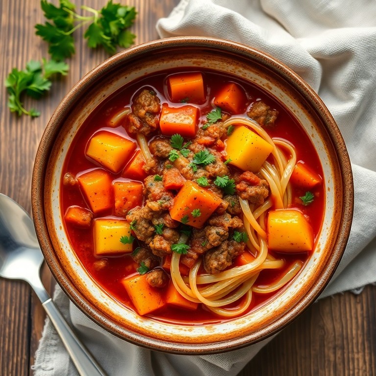 Estofado de Fideos y Carne con Verduras