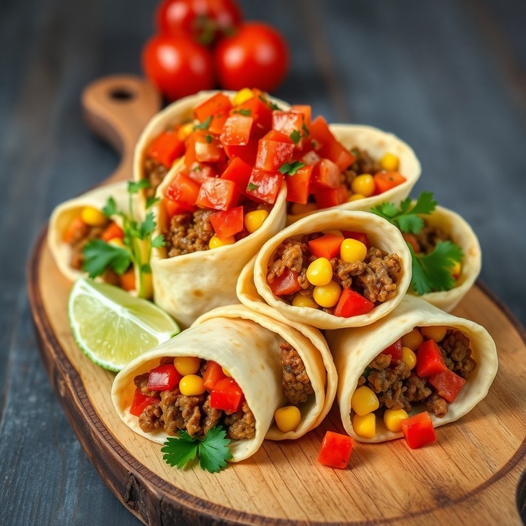 Gehakt en Paprika Mini Wraps met Tomaatjes