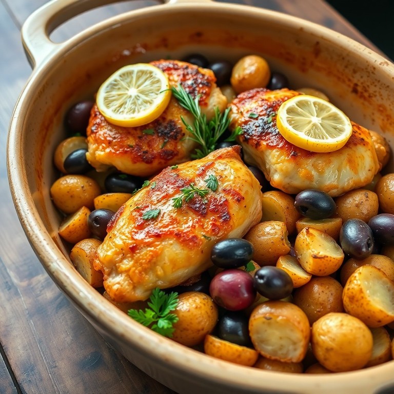 Mediterranean Baked Chicken & Potatoes with Herbs