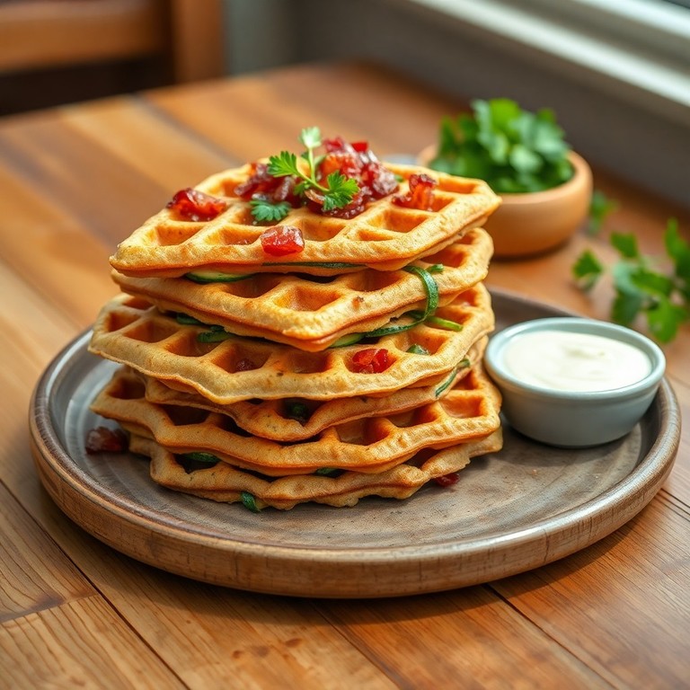 Gaufres croustillantes aux courgettes et lard fumé