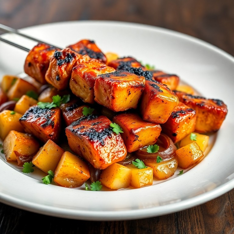 Brochettes de poulet épicé aux pommes de terre fondantes