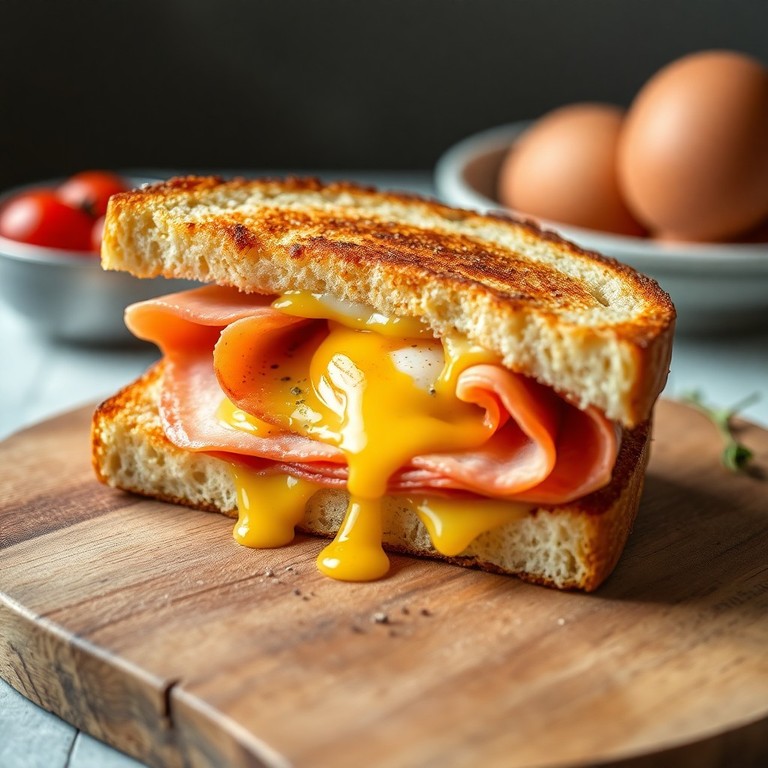 Sándwich Tostado de Jamón y Queso con Pan Artesanal