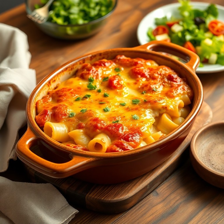 Запеканка с курицей, макаронами и сырной корочкой