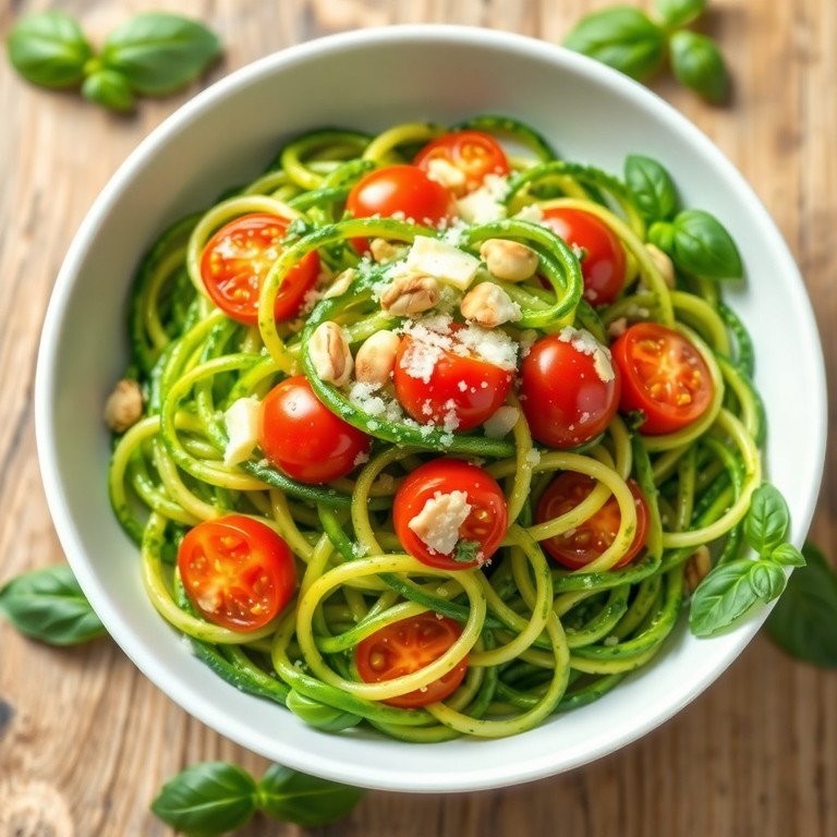 Zucchini Noodles with Pesto and Cherry Tomatoes