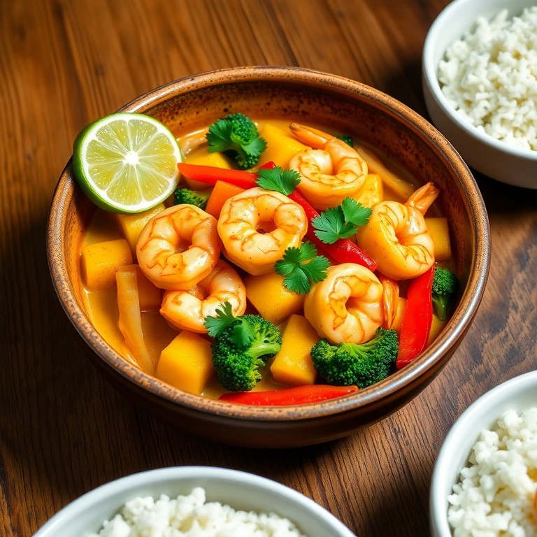 Salteado Thai de Camarones, Papas y Vegetales