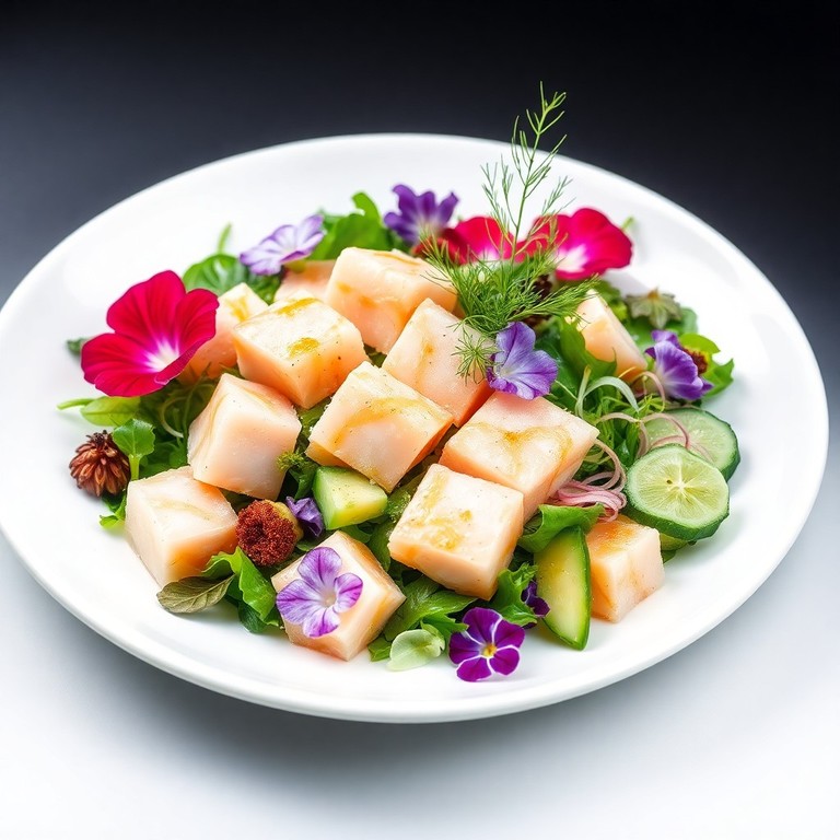 Ensalada de Júmuno con Flores Comestibles y Microvegetales