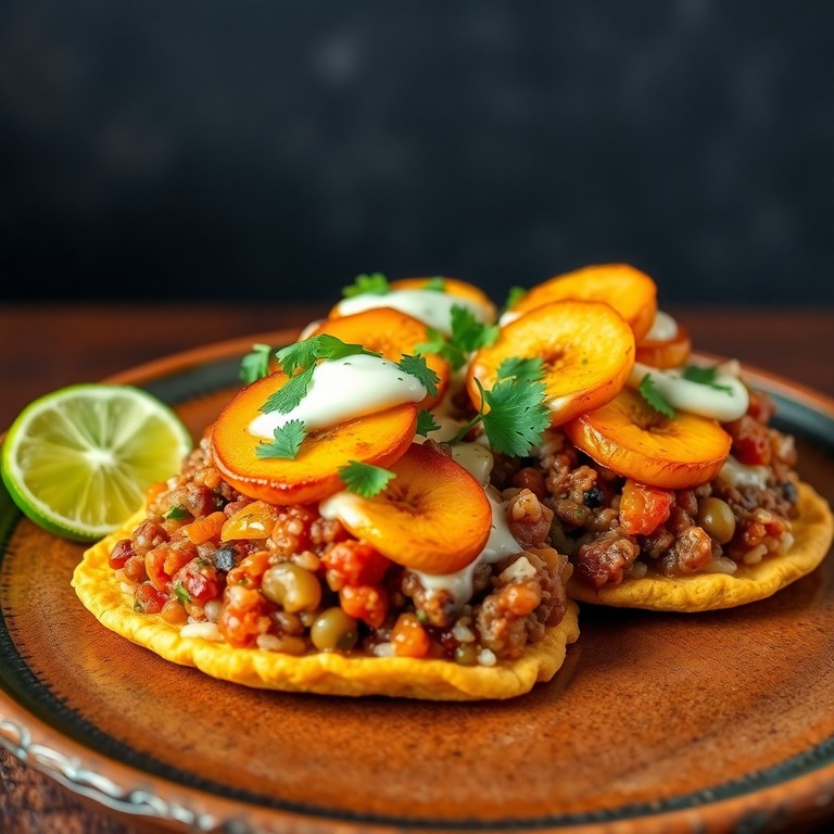 Tostadas Mexicanas con Plátano y Carne