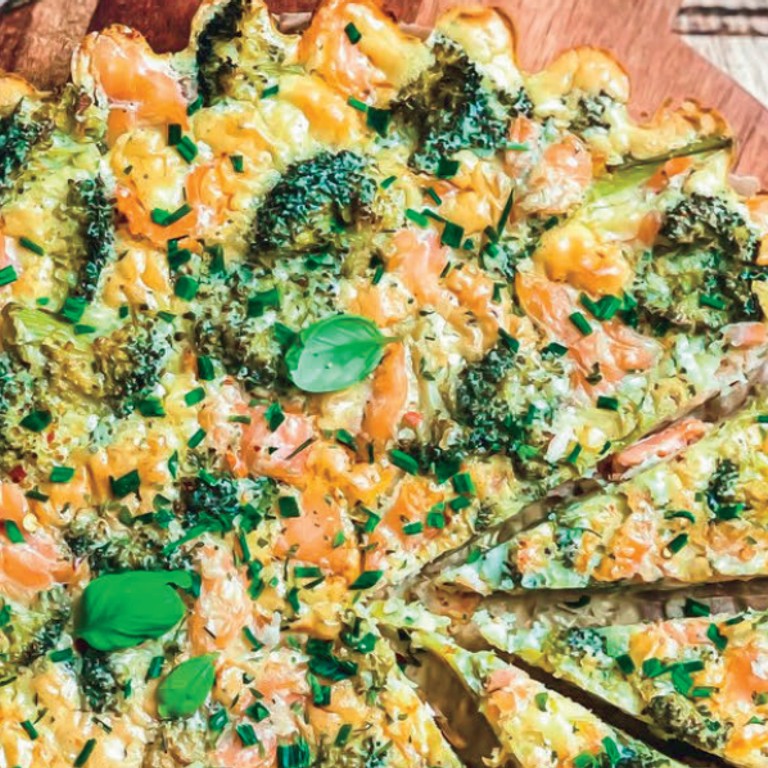 Quiche truite fumée, brocolis, chèvre