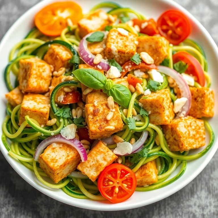 Tofu Zucchini Noodles Primavera