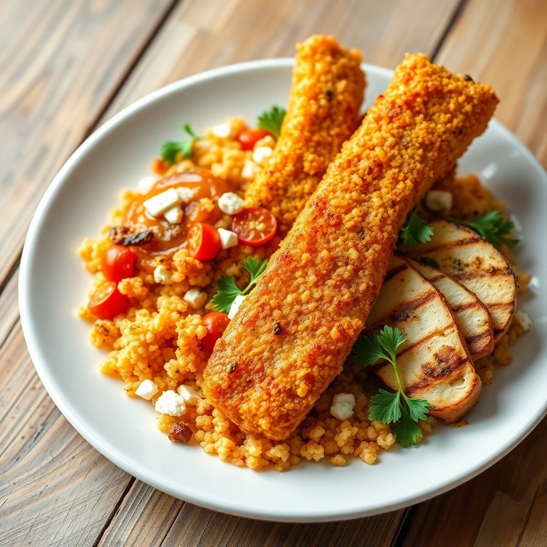 Paprika-Käse-Sticks mit Hähnchenstreifen