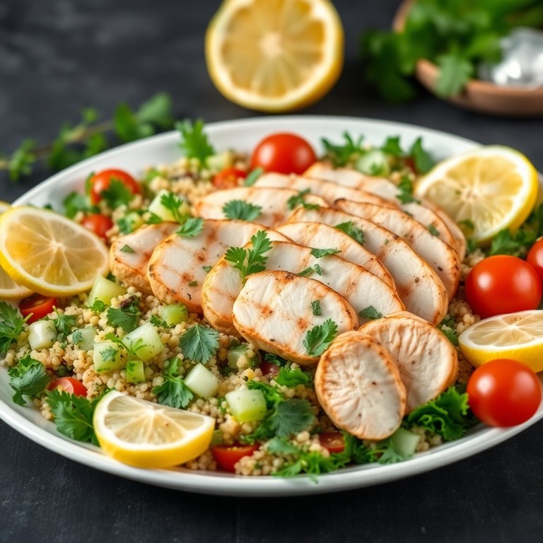 Herb-Infused Quinoa & Grilled Chicken Platter (Onion-Free)