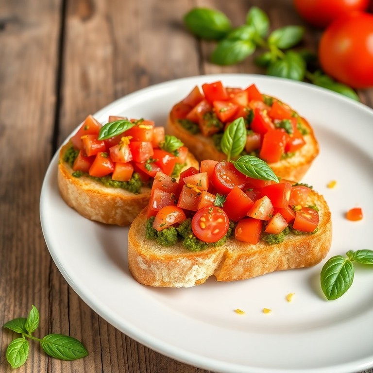 Tomato Lemon Pesto Bruschetta