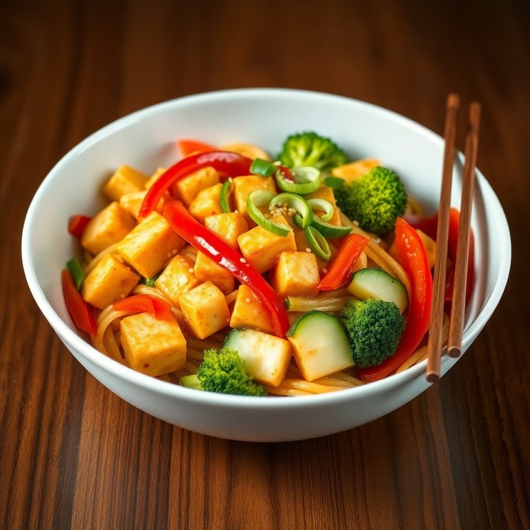 Asiatische Eiernudelpfanne mit Gemüse, Ei und Tofu - Mr. Cook