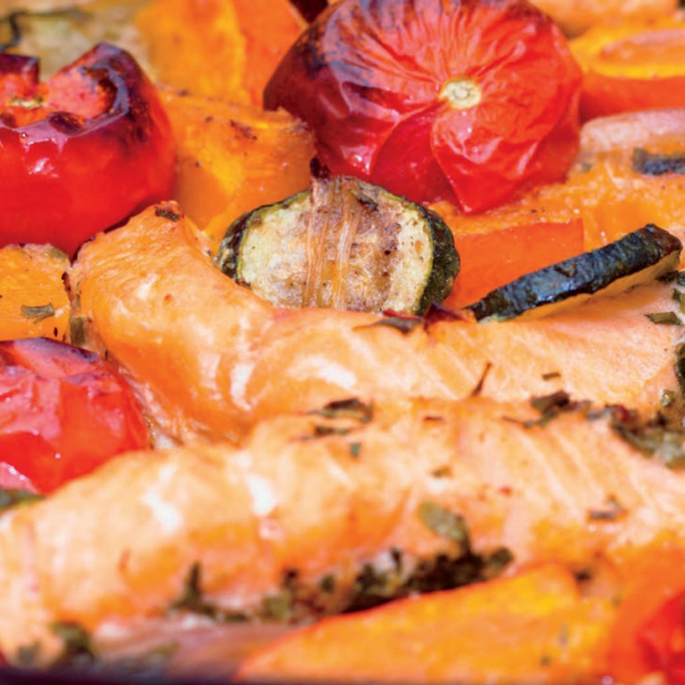 Saumon et légumes grillés