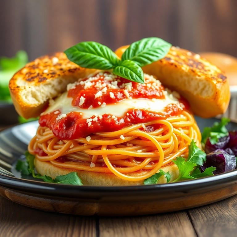Classic Spaghetti Burger with Marinara and Parmesan