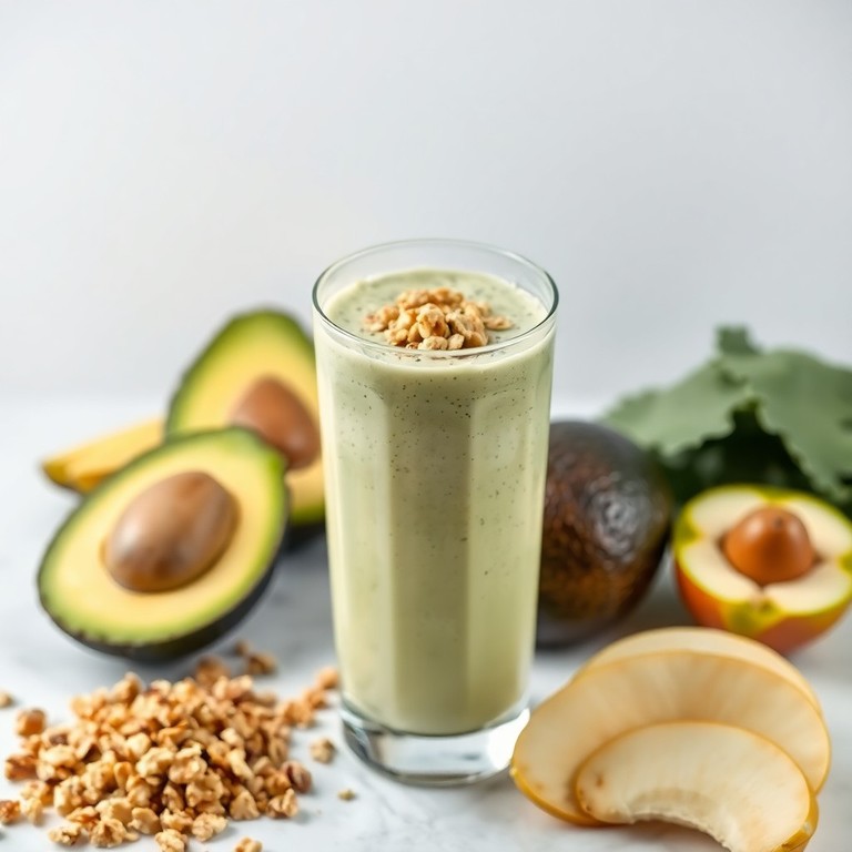 Creamy Avocado Banana Smoothie with Apple and Granola