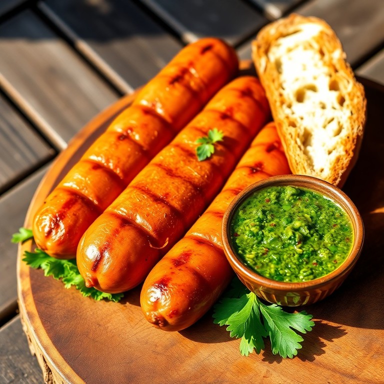 Chorizo a la parrilla con chimichurri