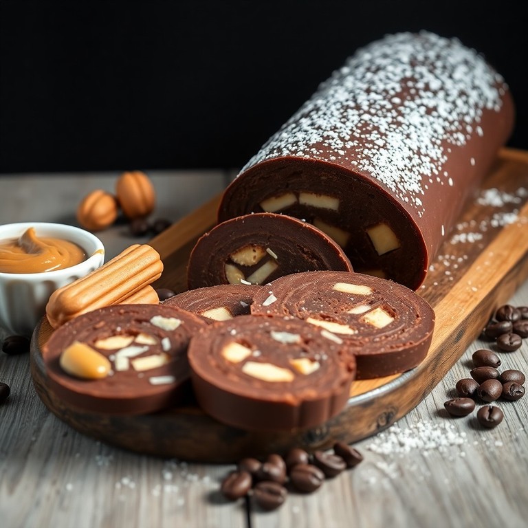 Salame de Chocolate com Manteiga de Amendoim e Bolacha Maria