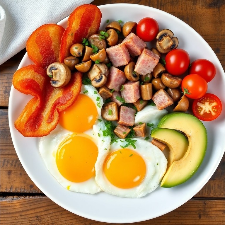 Американские яичницы с беконом и авокадо