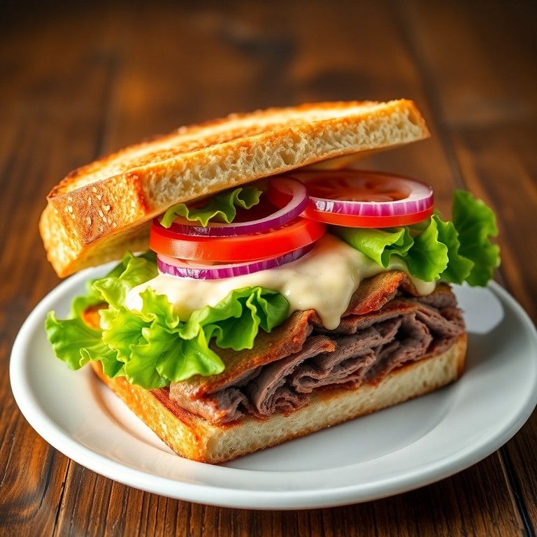 Herzhafter Roastbeef-Sandwich mit knusprigem Toast