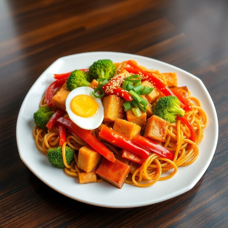 Tofu épicé aux nouilles sautées