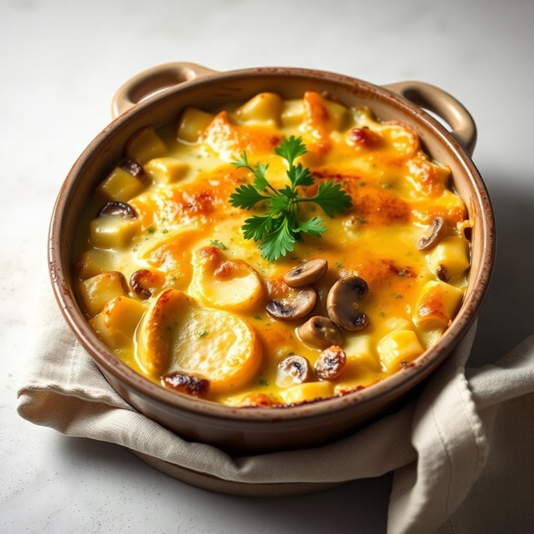 Weiße Spargel- und Champignon-Auflauf mit Kartoffeln