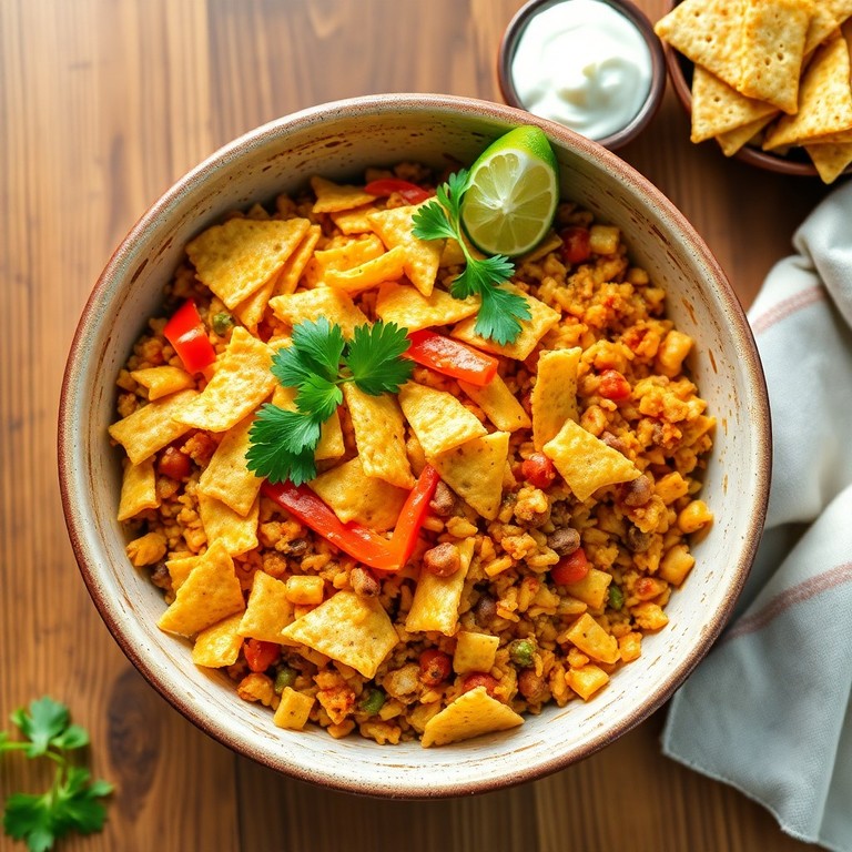 Vegetarischer Tex-Mex-Reisauflauf mit Nachos