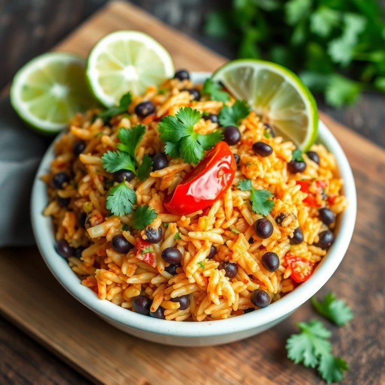 Vegetarischer Tex-Mex-Reisauflauf mit einer Paprika und ohne Sahne