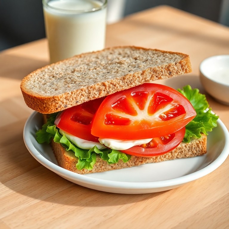 Sanduíche de Tomate, Maionese e Pão Integral