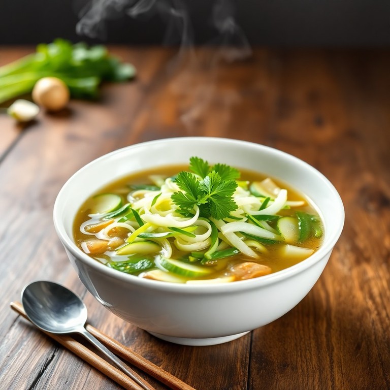 Aziatische Komkommer- en Selderroerbaksoep