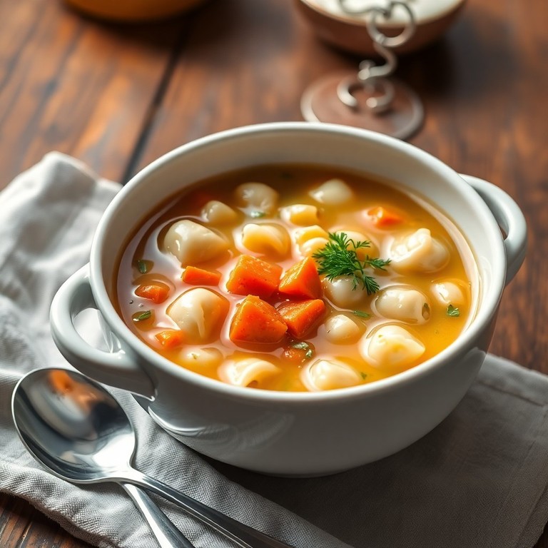 Классический суп с пельменями и макаронами