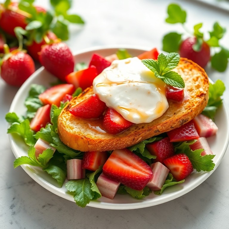 Salade Printanière de Fraises, Rhubarbe et Chèvre Chaud