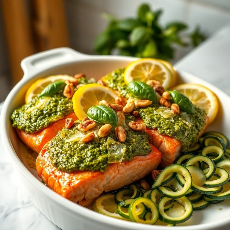 Keto Salmon Pesto Bake