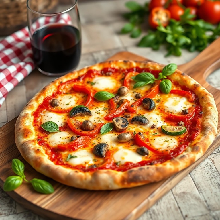 Rode pesto pizza met groenten en kaas