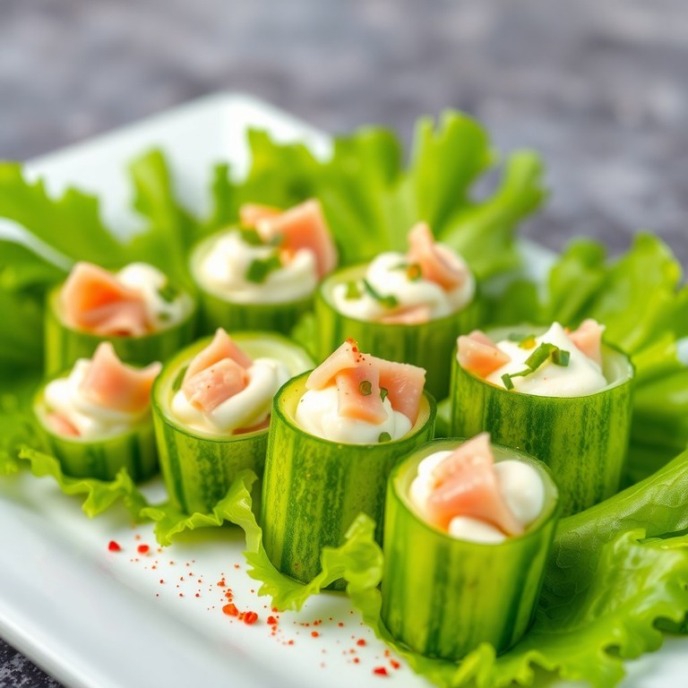 Pepino Relleno de Queso Crema y Jamón