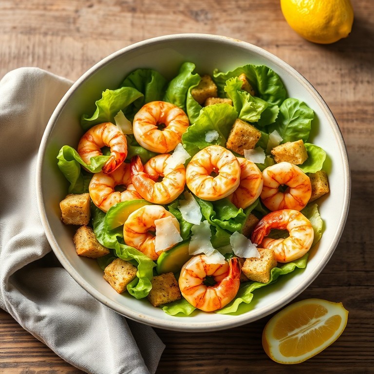 Salade César aux Crevettes Grillées et Avocat