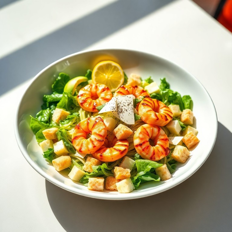 Salade César aux Crevettes Grillées et Avocat
