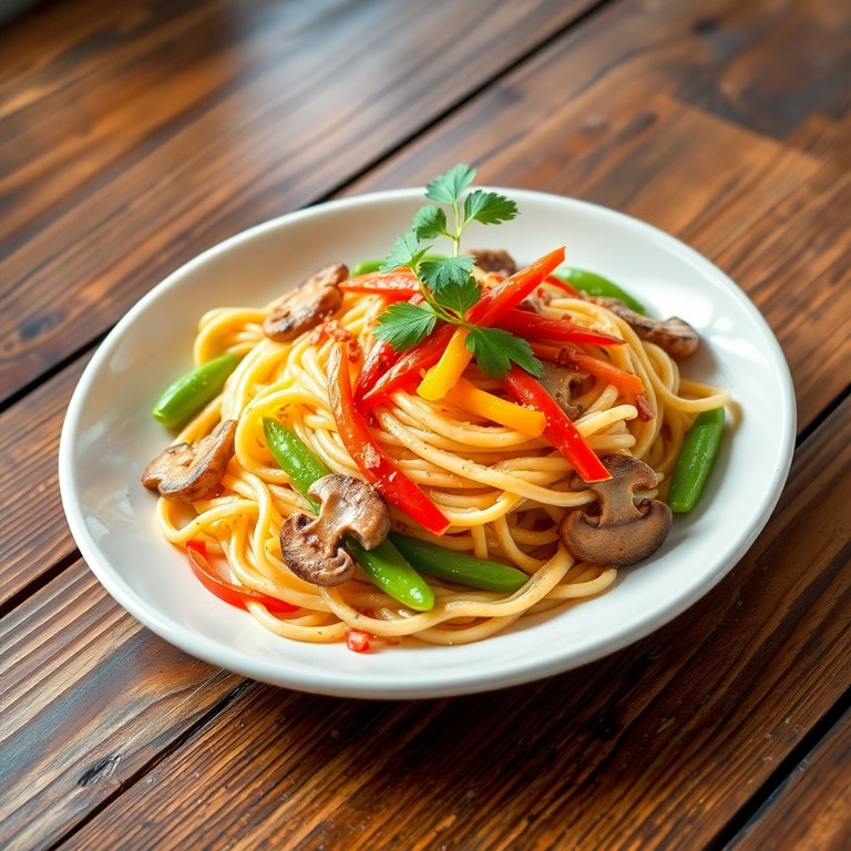 Vegetarische Kokos-Spaghetti mit Gemüse