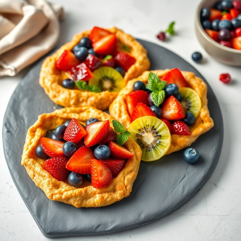 Galettes croustillantes à la farine de maïs et fruits frais
