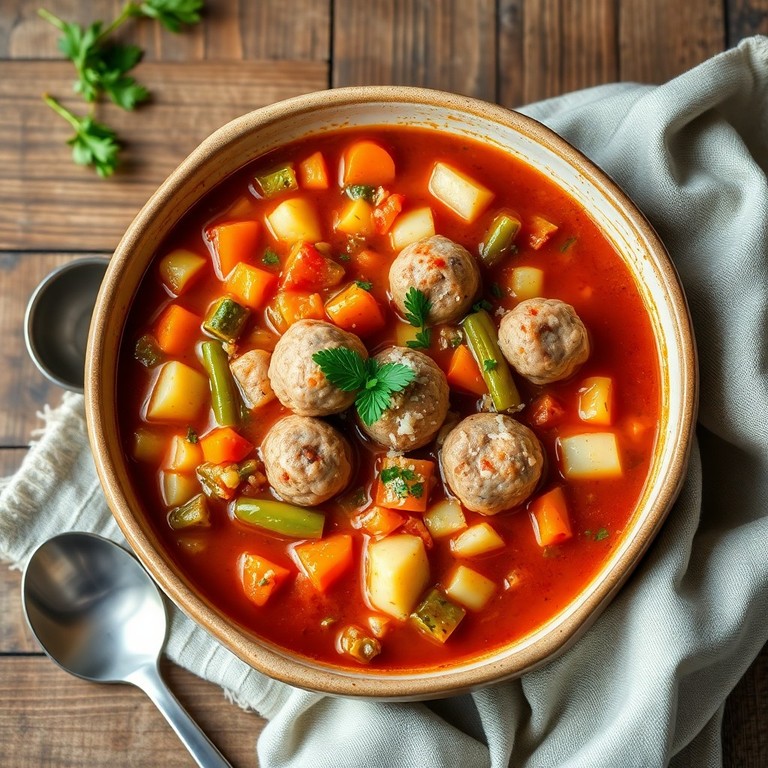 Классический итальянский минестроне с фрикадельками