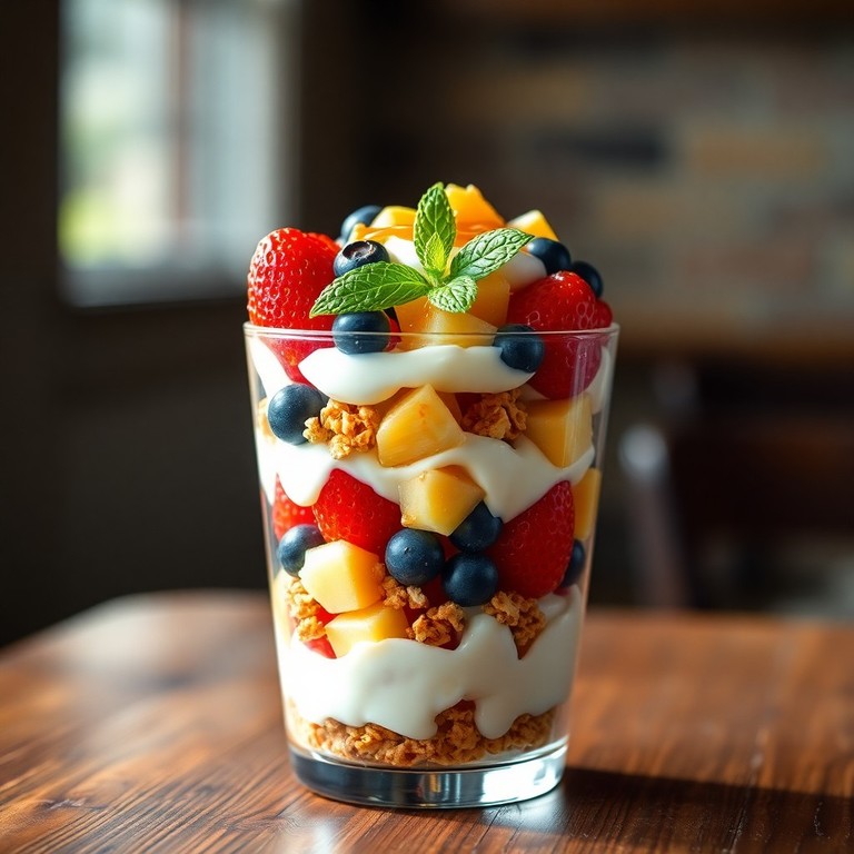 Fruit and Yogurt Parfait with Honey Drizzle