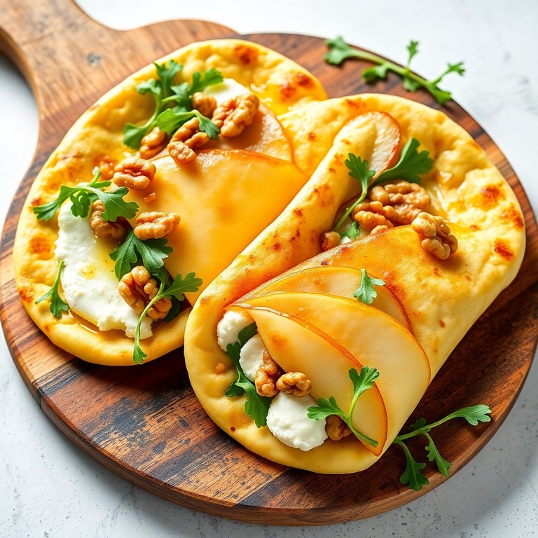 Geitenkaas en Peer Naan Wraps
