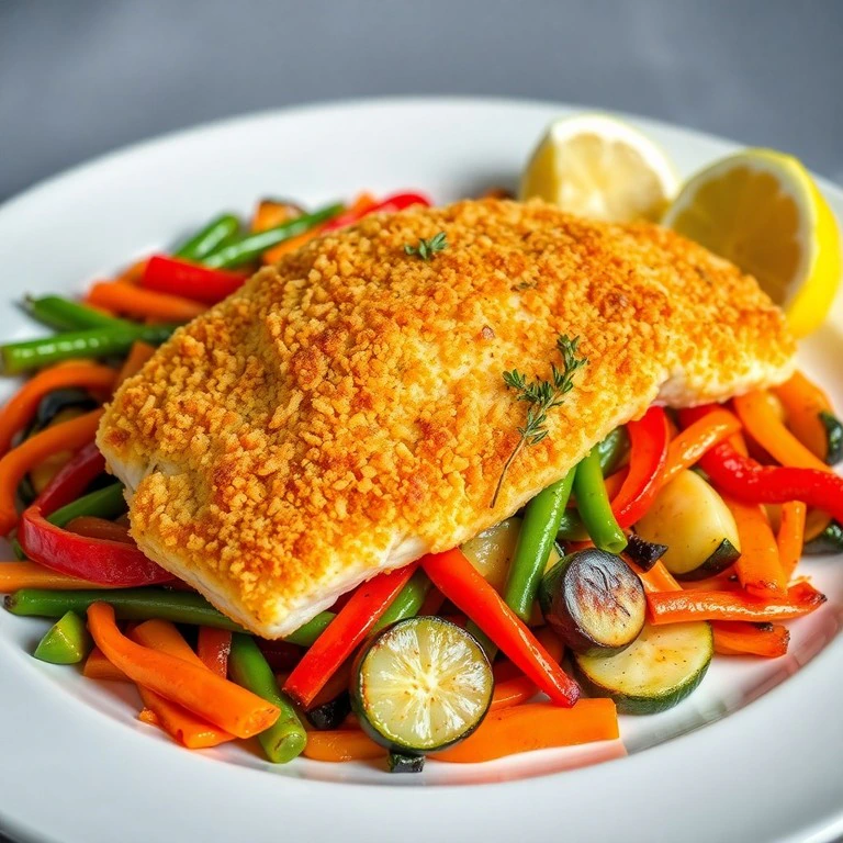 Assiette de Poisson Pané et Légumes Sautés - Mr. Cook
